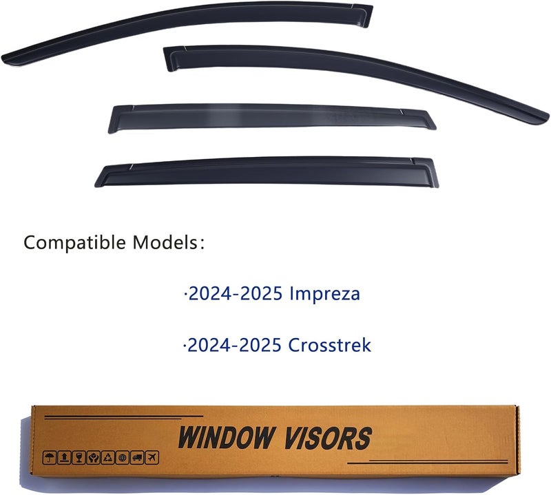 YLSCOO Window Visors Rain Guards fits 2024-2025 Crosstrek, Window Wind Deflectors Vent Shades Accessories for 2024-2025 Impreza, Out-Channel, Dark Smoke 4 Pcs - Image 2